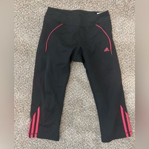Adidas Black Coral 3 Striped Active Capri Leggings